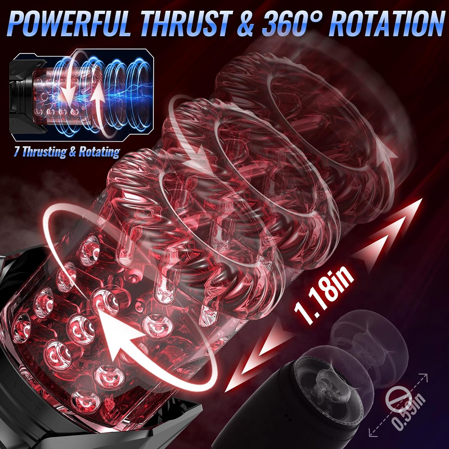 EINSEO Men's Pump Vibrator - AI Sync Waterproof Male Orgasm Simulator, 7 Suction-Push Rotations & 7 Lick Modes, Adult Toy Pocket Cat Men's Sex Toy Bath Accessories